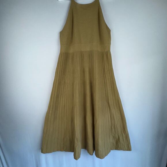 Banana Republic Women's Sleeveless Pleated Midi Dress Flare X-Large Camel - Picture 1 of 9